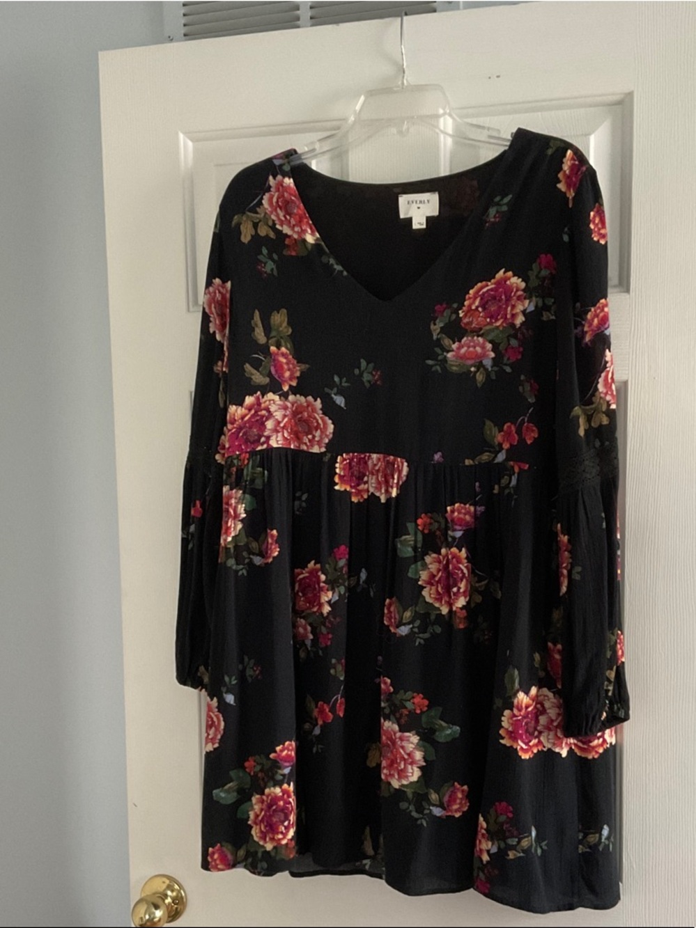 Everly Black Floral Print Mini Dress